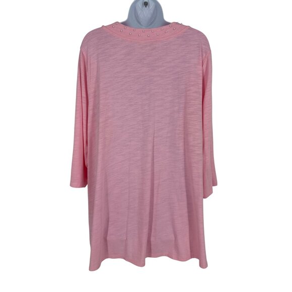 Quacker Factory Mini Pearls V-Neck 3/4 Sleeve Swing Top Women's Size 1X - Picture 5 of 10